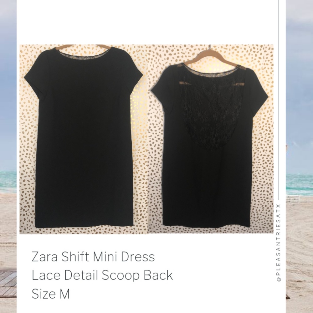 Zara Shift Mini Dress with Lace Back Detail Sz M